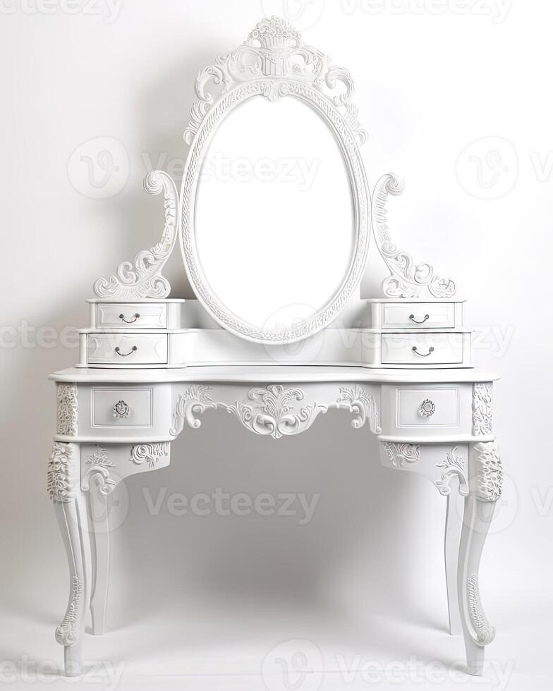 Isolated white antique dressing table created with technology photo