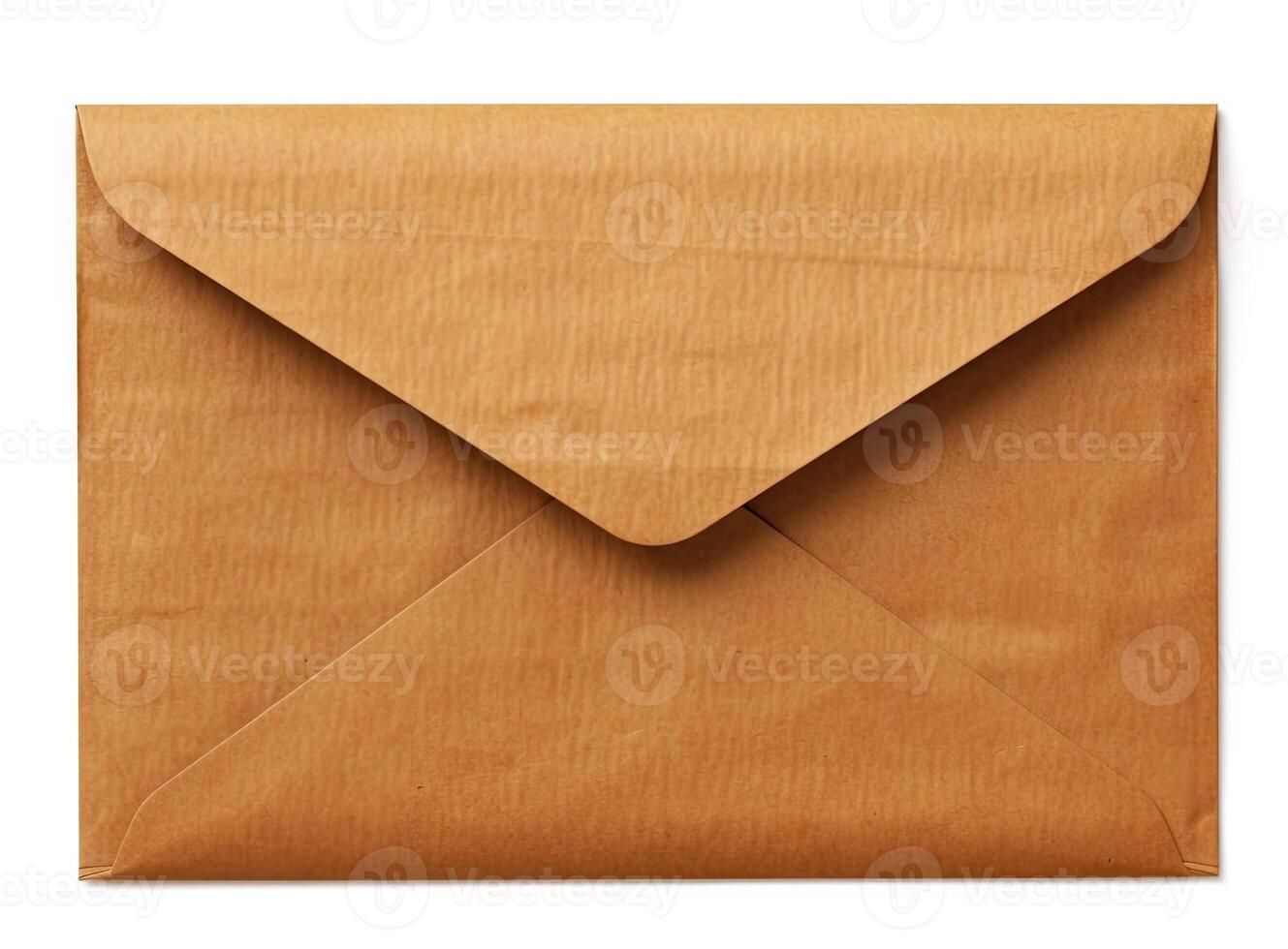 Brown envelopes. Paper gift cards and invitations isolated on white background. created with technology photo