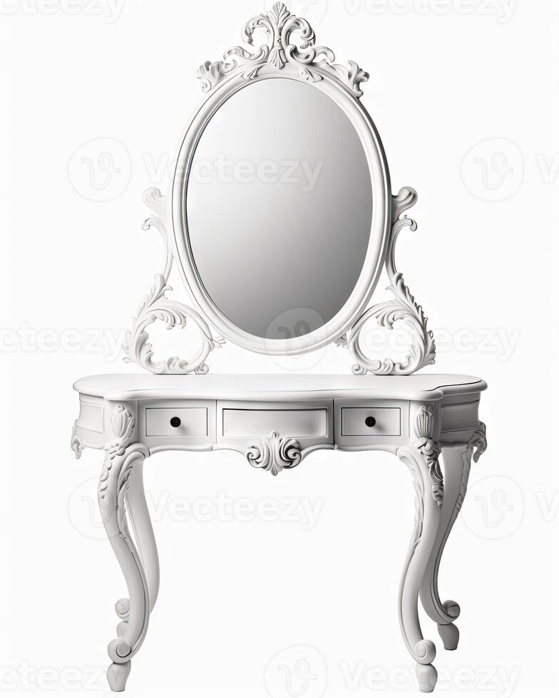 Isolated white antique dressing table created with technology photo