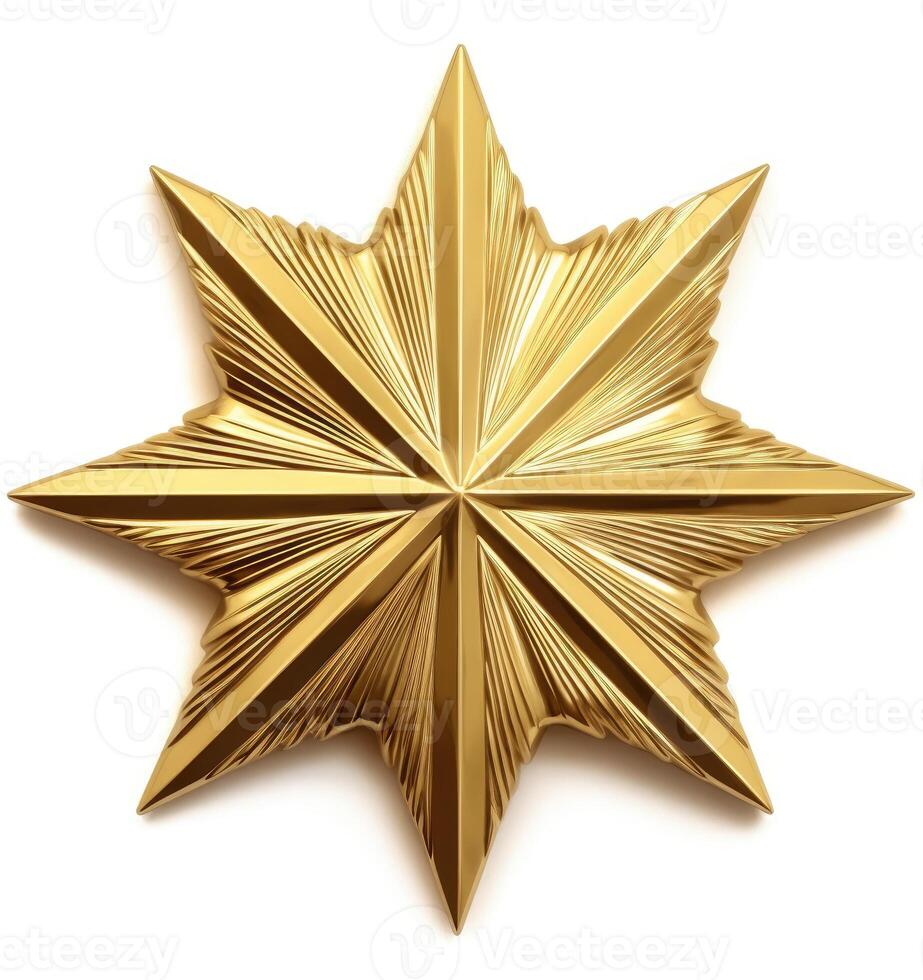 Golden Christmas Star isolated on white Background created with technology photo
