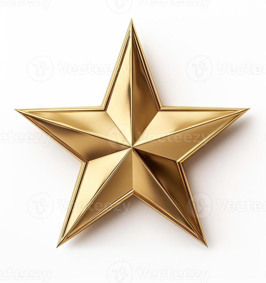 Golden Christmas Star isolated on white Background created with technology photo
