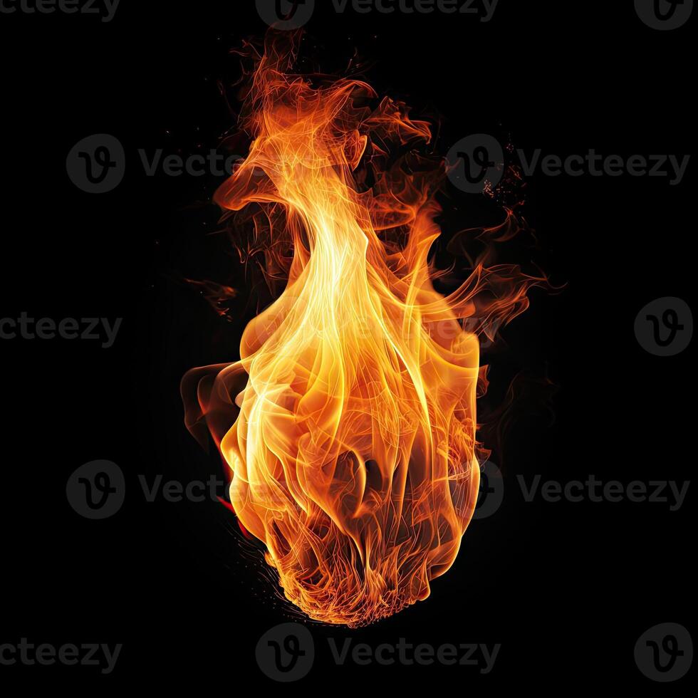 Fire red and yellow, thermal energy at the fuel point during the night. created with technology photo