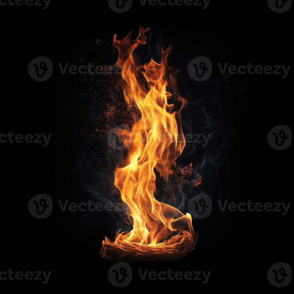 Fire red and yellow, thermal energy at the fuel point during the night. created with technology photo