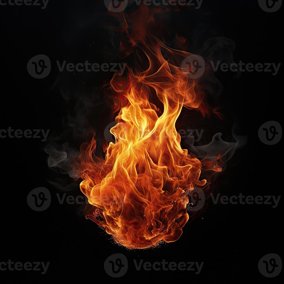 Fire red and yellow, thermal energy at the fuel point during the night. created with technology photo