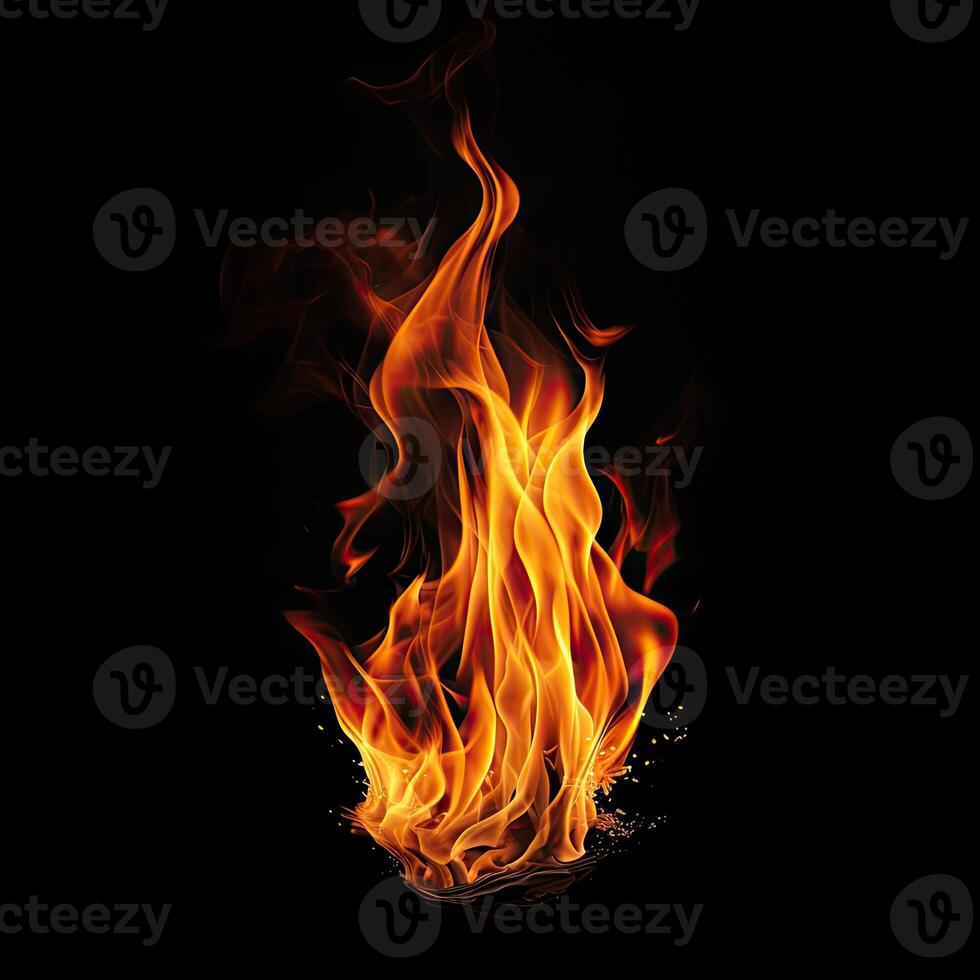 Fire red and yellow, thermal energy at the fuel point during the night. created with technology photo