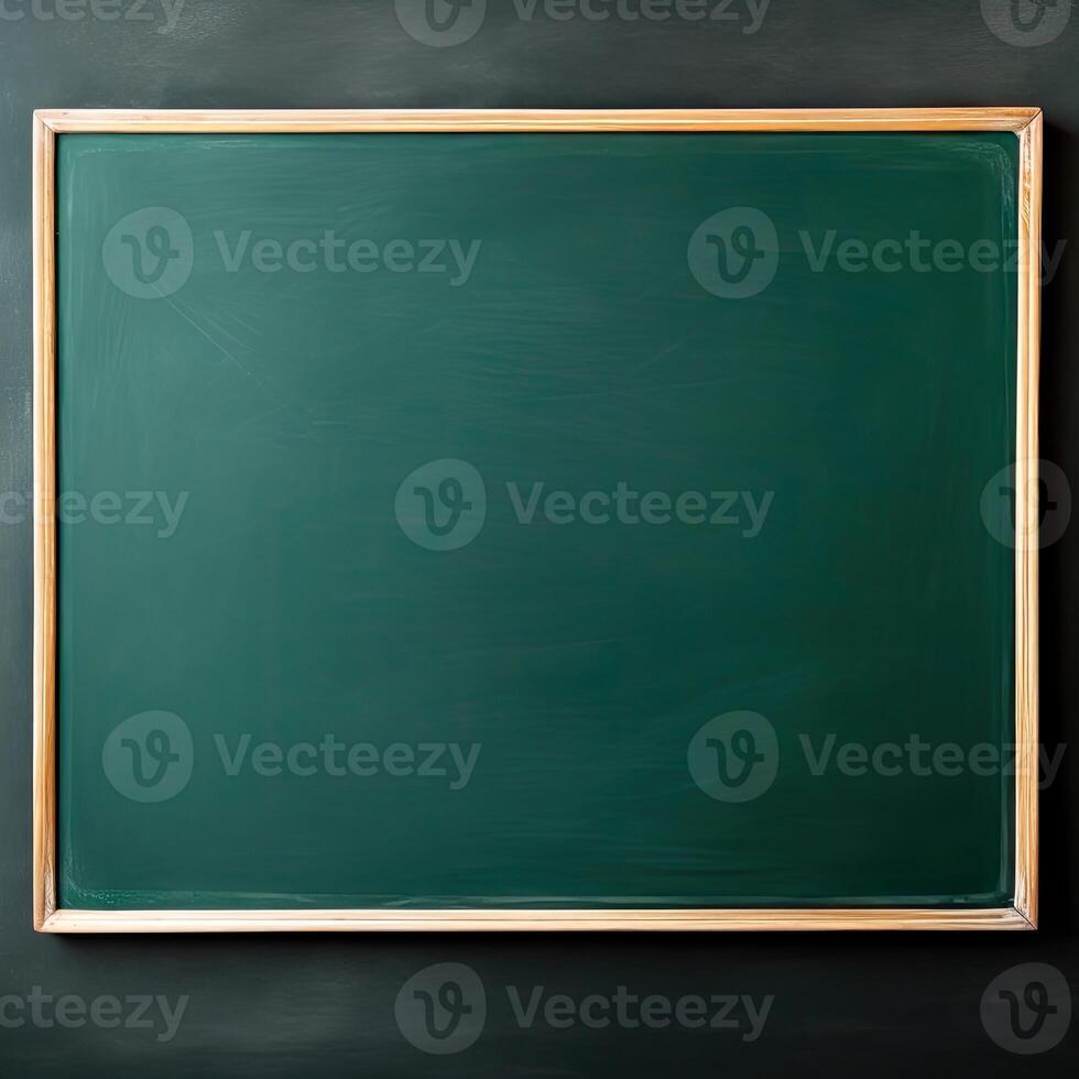 blank green chalkboard, school and teaching concept, copy space for text created with technology photo