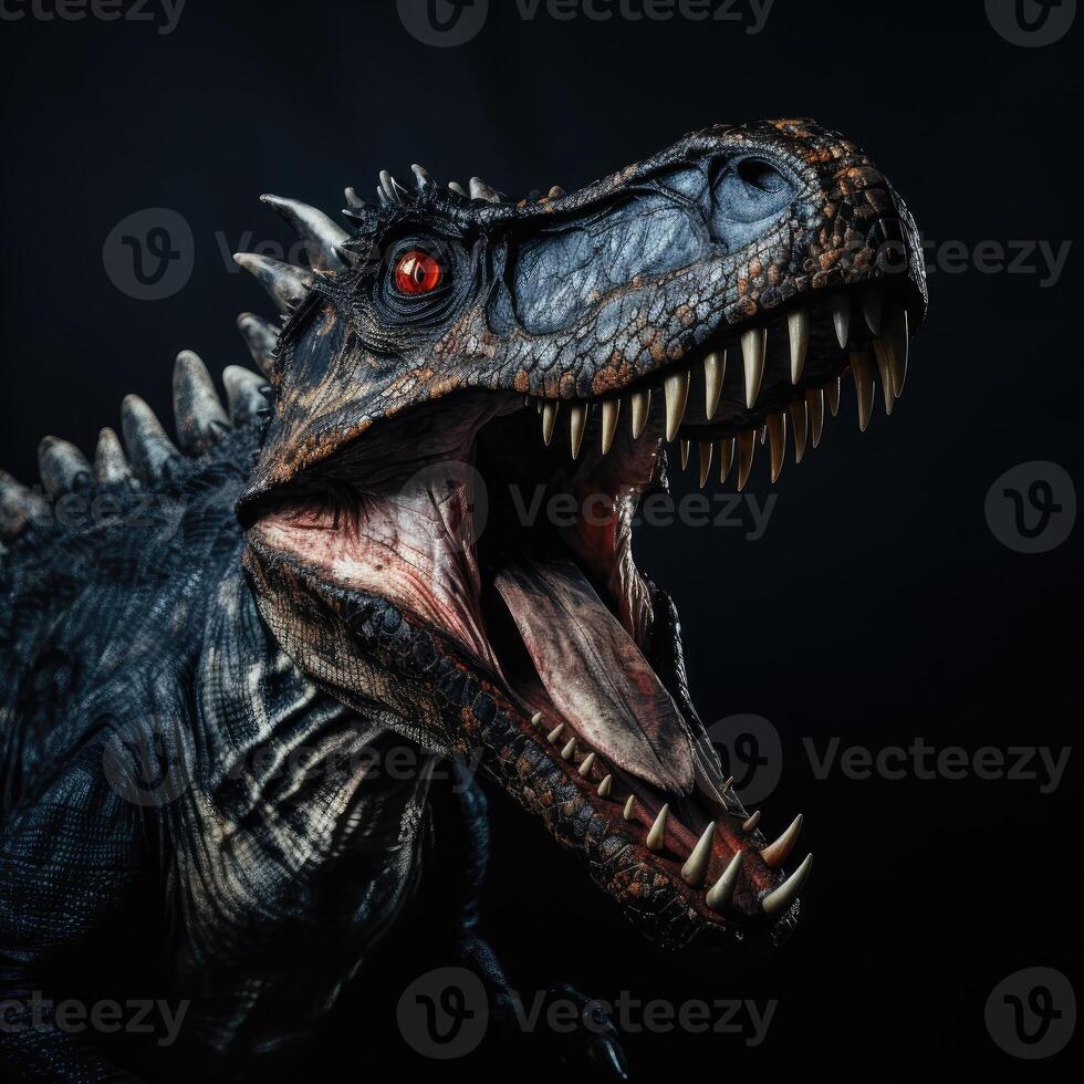 dinosaur head with open mouth created with technology photo