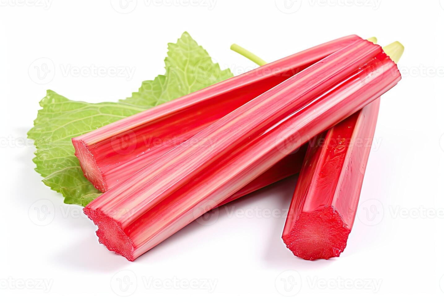 Rhubarb stalks on a white background created with technology photo
