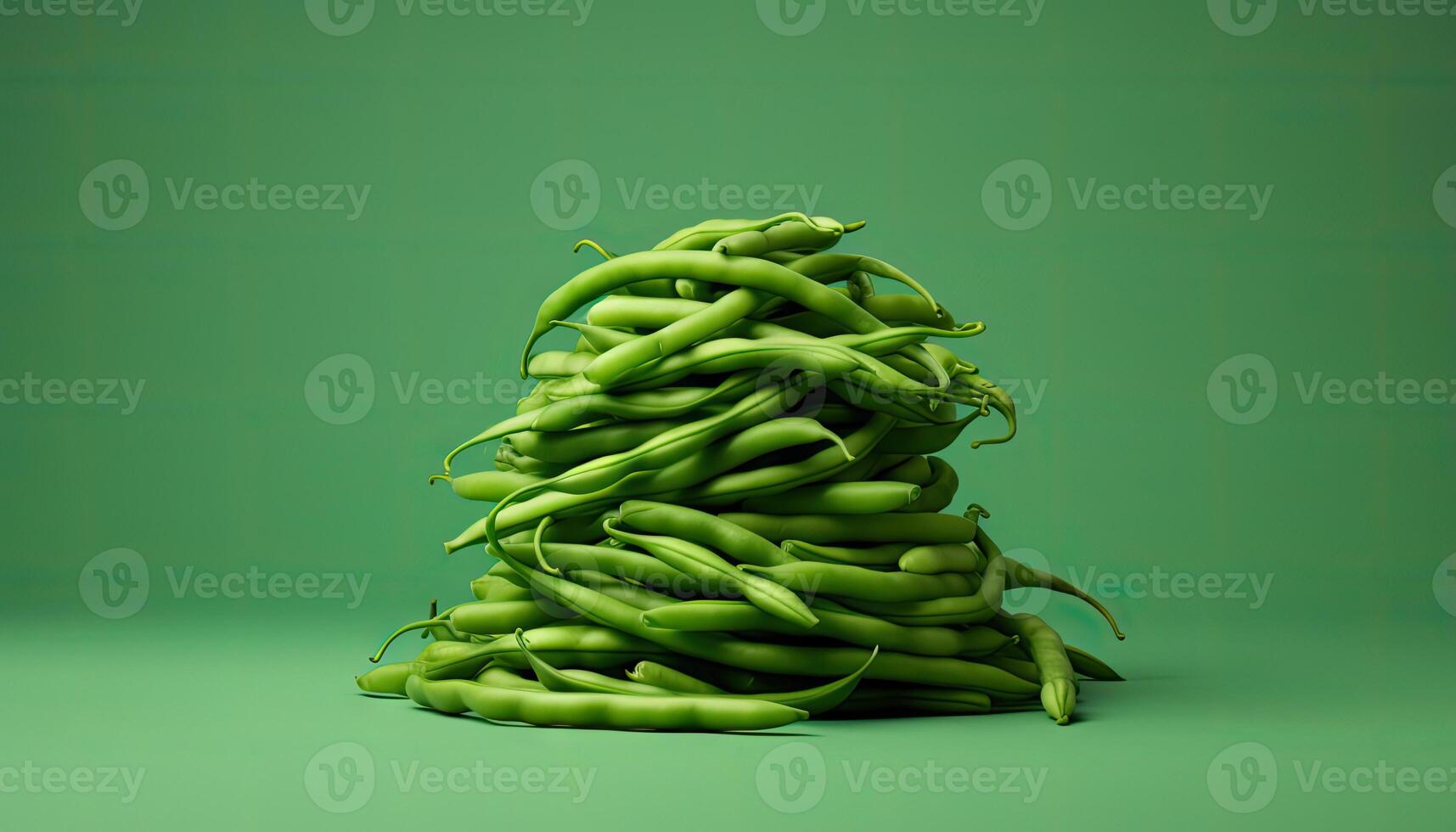 green beans on green background created with technology photo