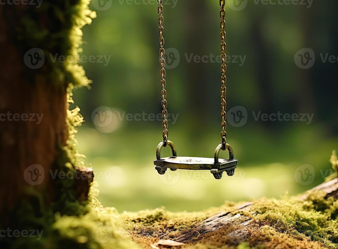 Empty chain swing in playground. created with technology photo