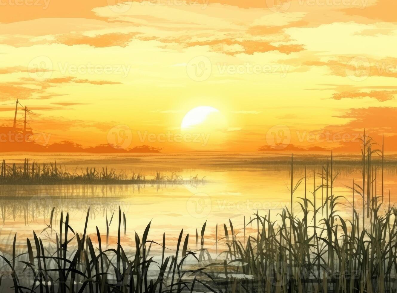 Rice field created with technology photo