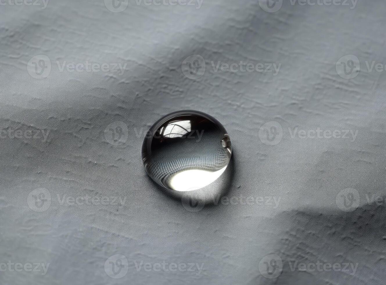 Water-repellent dark fabric of a jacket covered with drops of moisture. created with technology photo