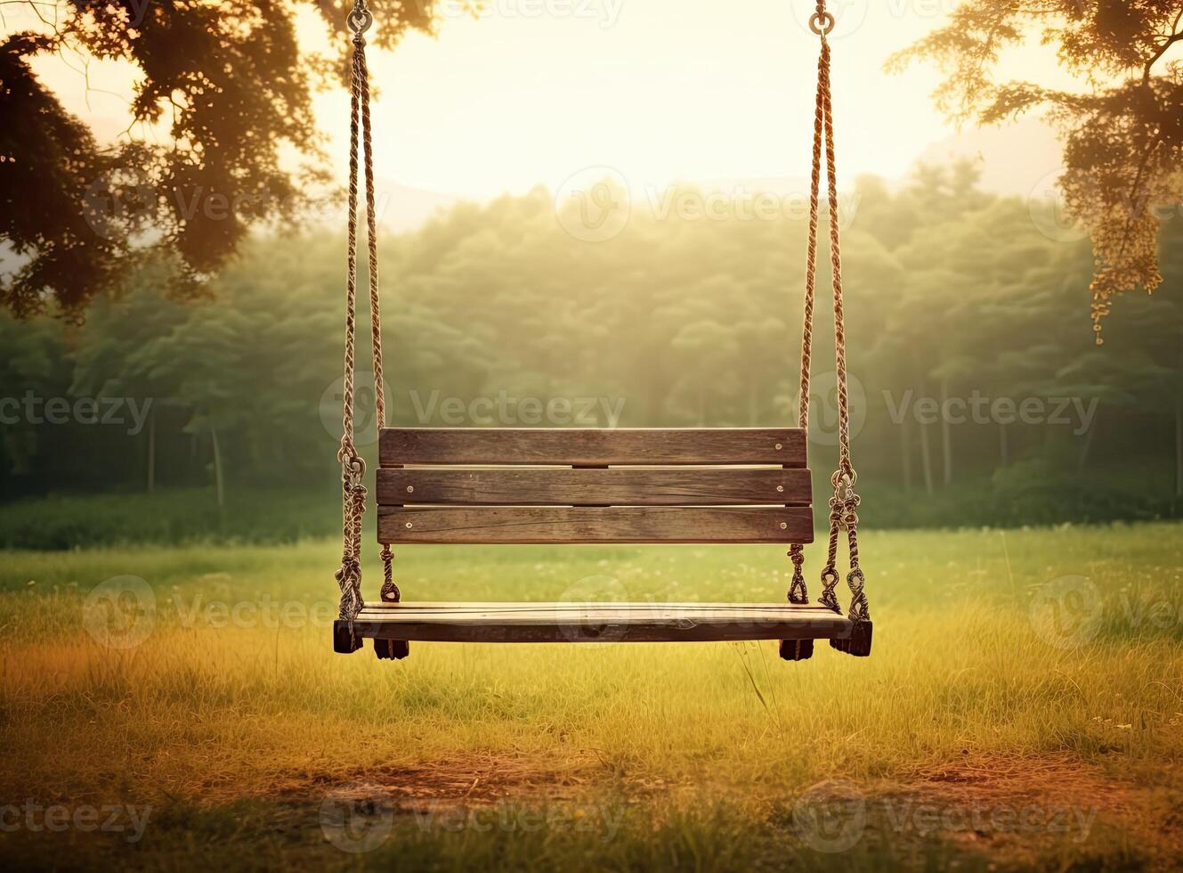 Empty chain swing in playground. created with technology photo