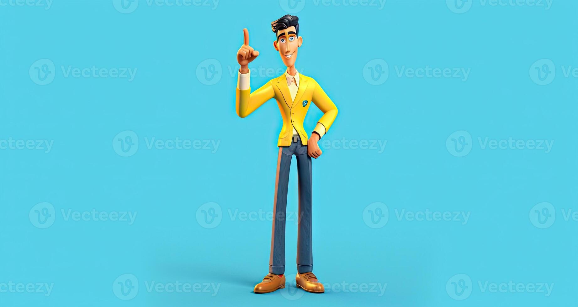 Man full length businessman 3D illustration of cartoon men cute character isolated created with technology photo