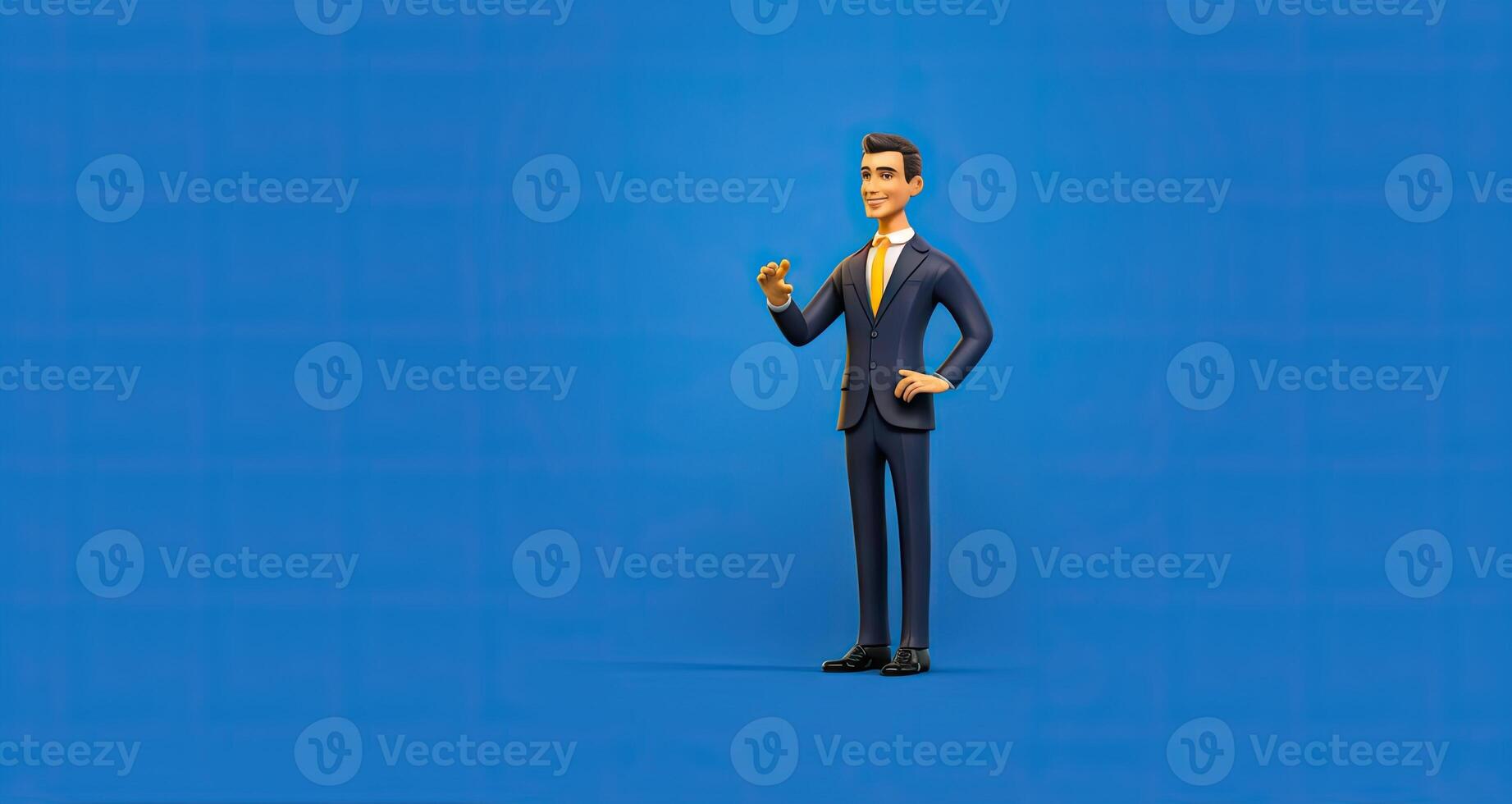 Man full length businessman 3D illustration of cartoon men cute character isolated created with technology photo