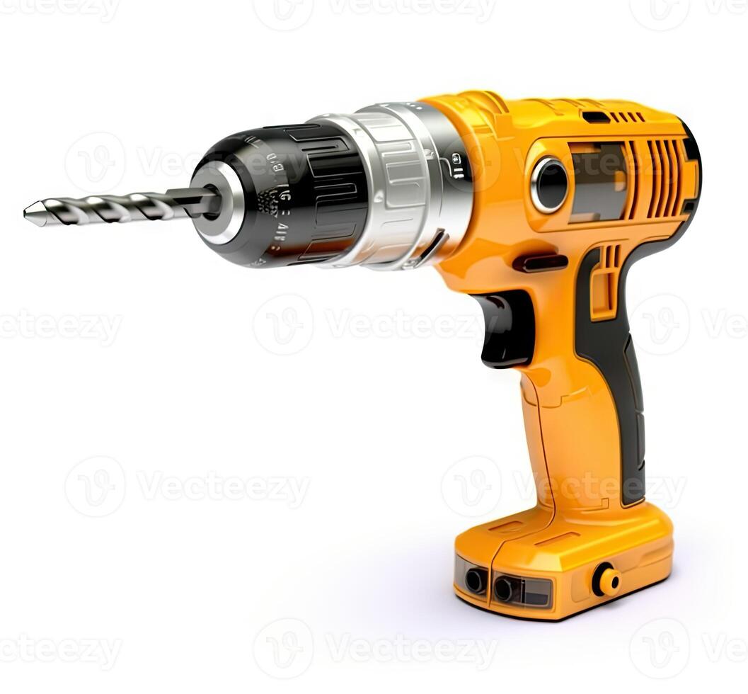 electric cordless screwdriver drill isolated on white background, created with technology photo