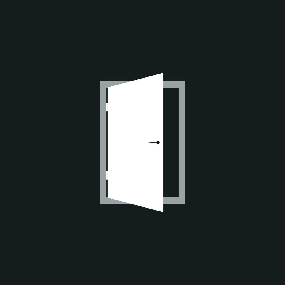 Door vector icon. Exit icon. Open door illustration.