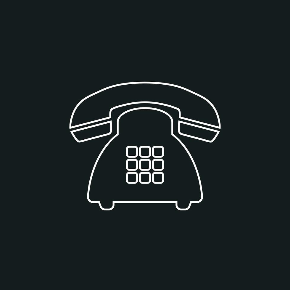 Phone vector icon in line style. Old vintage telephone symbol illustration.