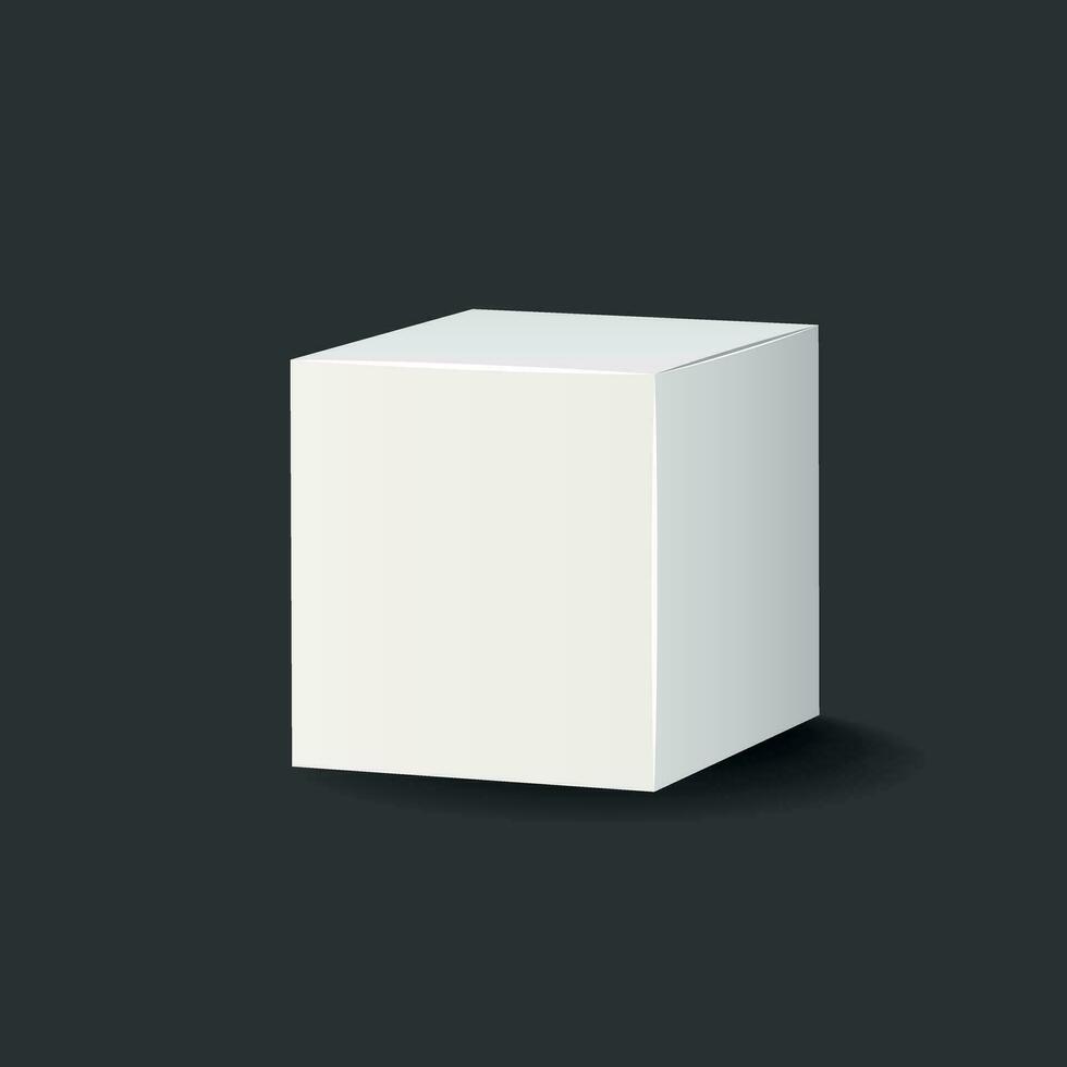 Blank white carton 3d box icon. Box package mockup vector illustration.