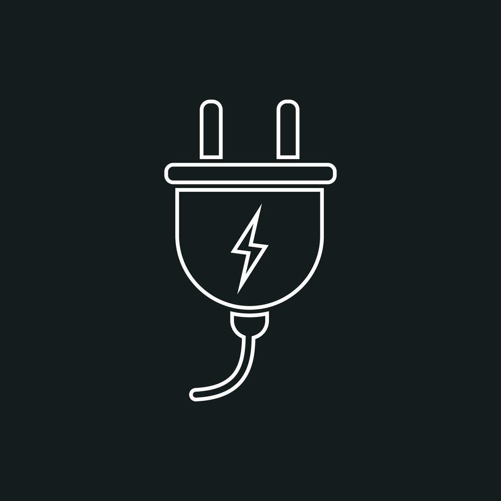 Plug vector icon in line style. Power wire cable flat illustration.