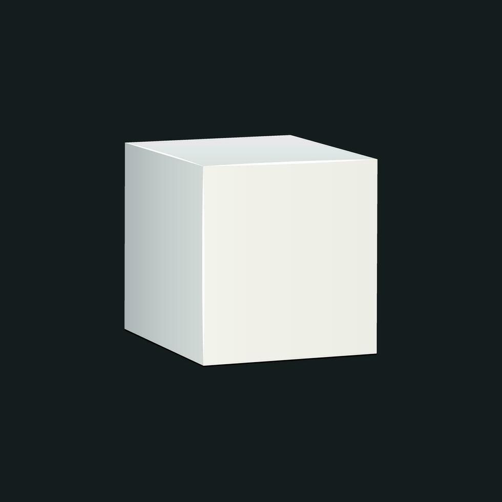 Blank white carton 3d box icon. Box package mockup vector illustration.