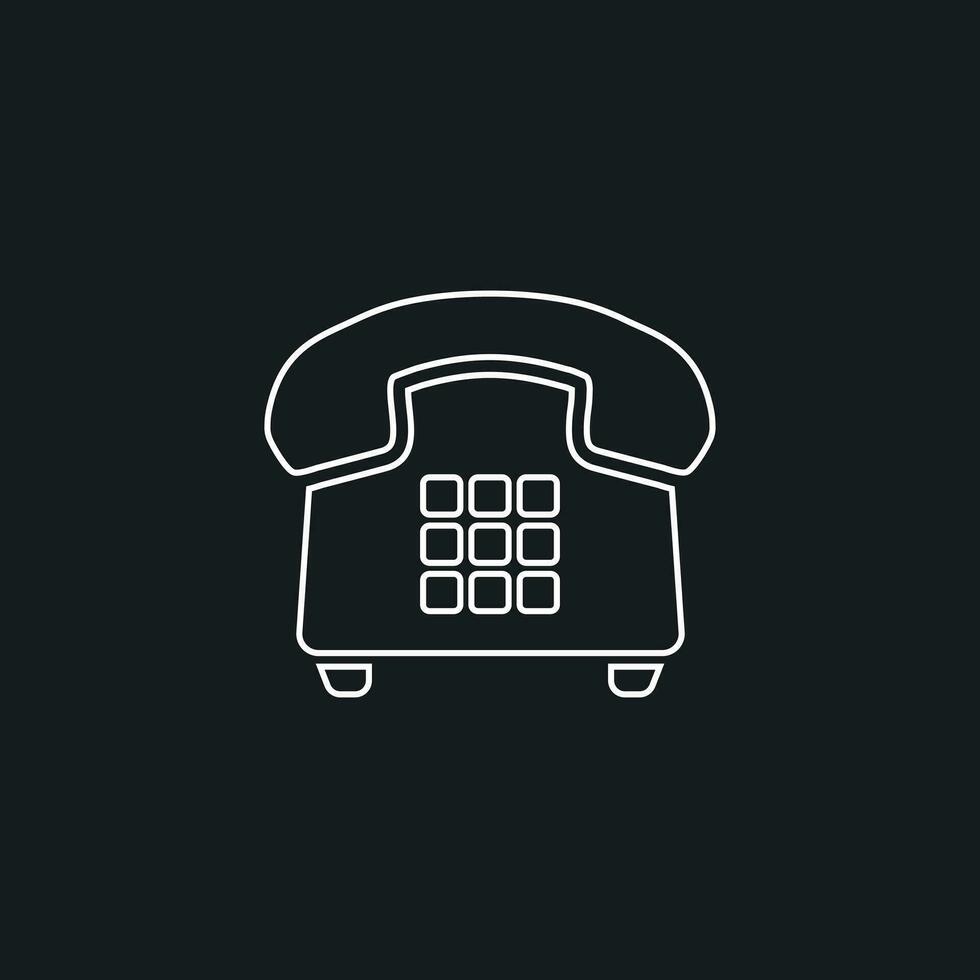 Phone vector icon in line style. Old vintage telephone symbol illustration.