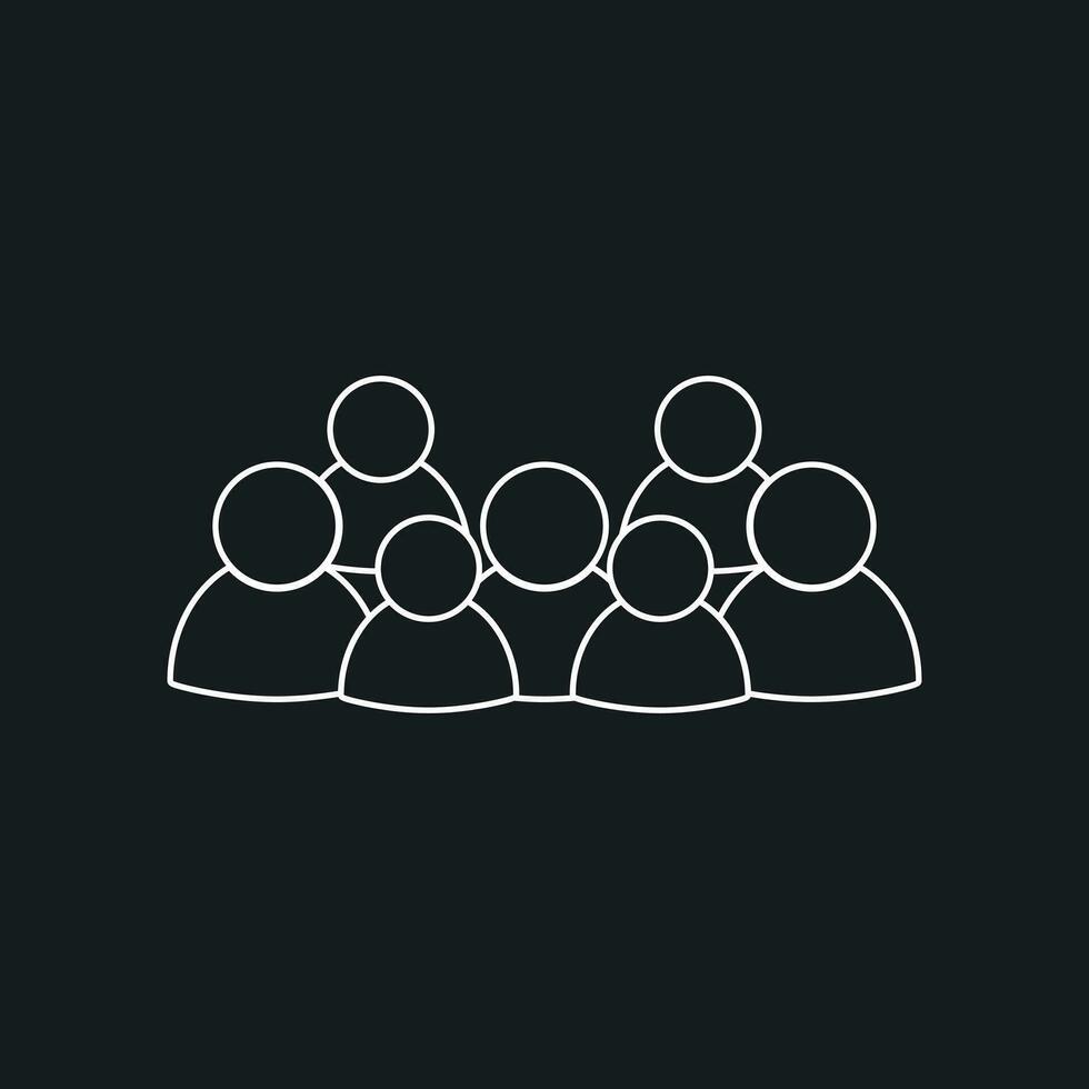 Group of people vector icon in line style. Persons icon illustration.