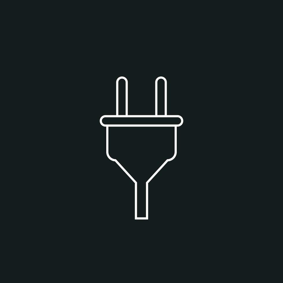 Plug vector icon in line style. Power wire cable flat illustration.