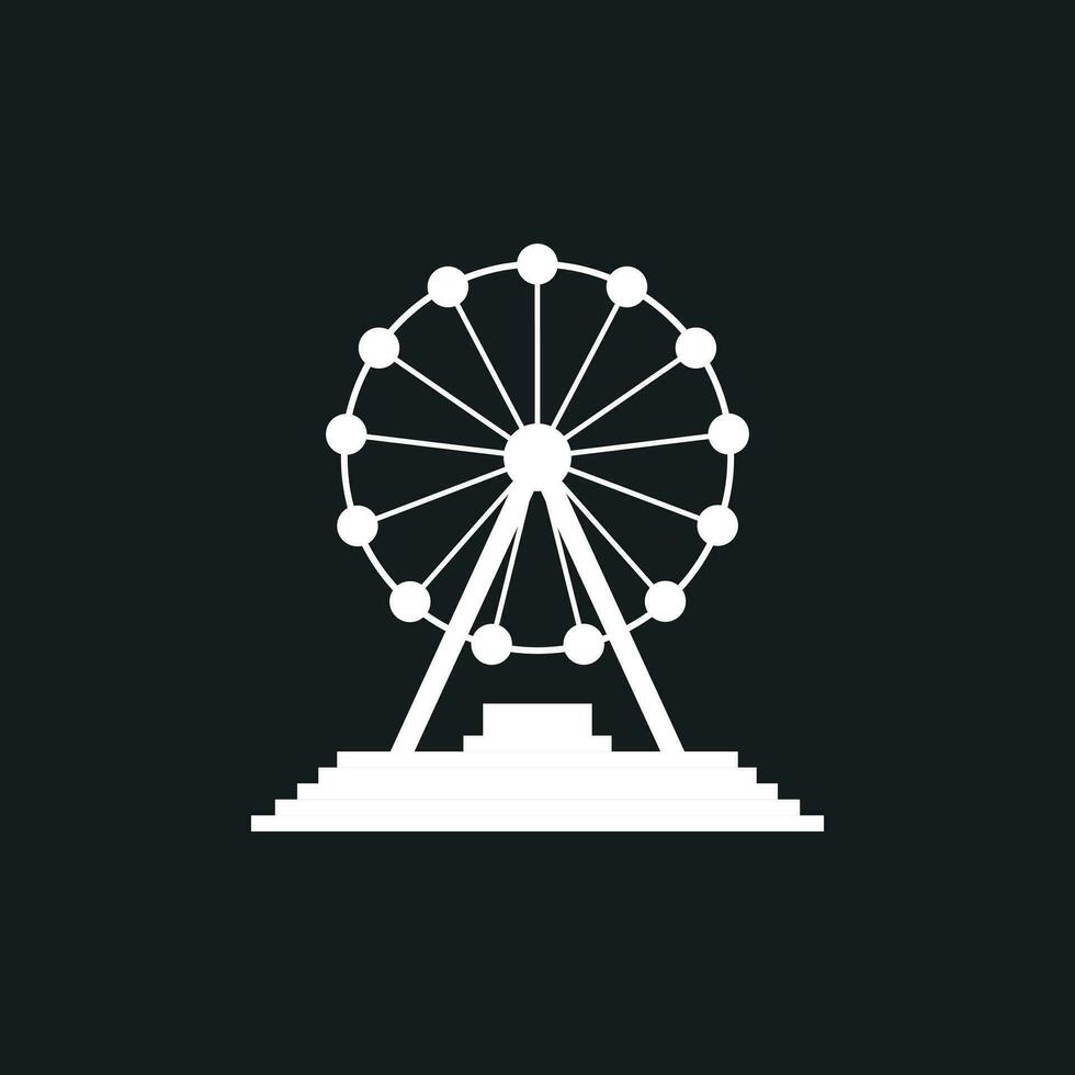 Ferris wheel vector icon. Carousel in park icon. Amusement ride illustration.