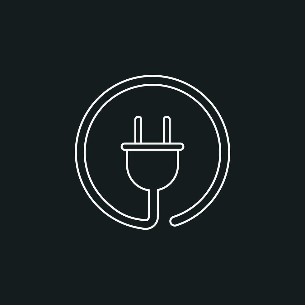 Plug vector icon in line style. Power wire cable flat illustration.