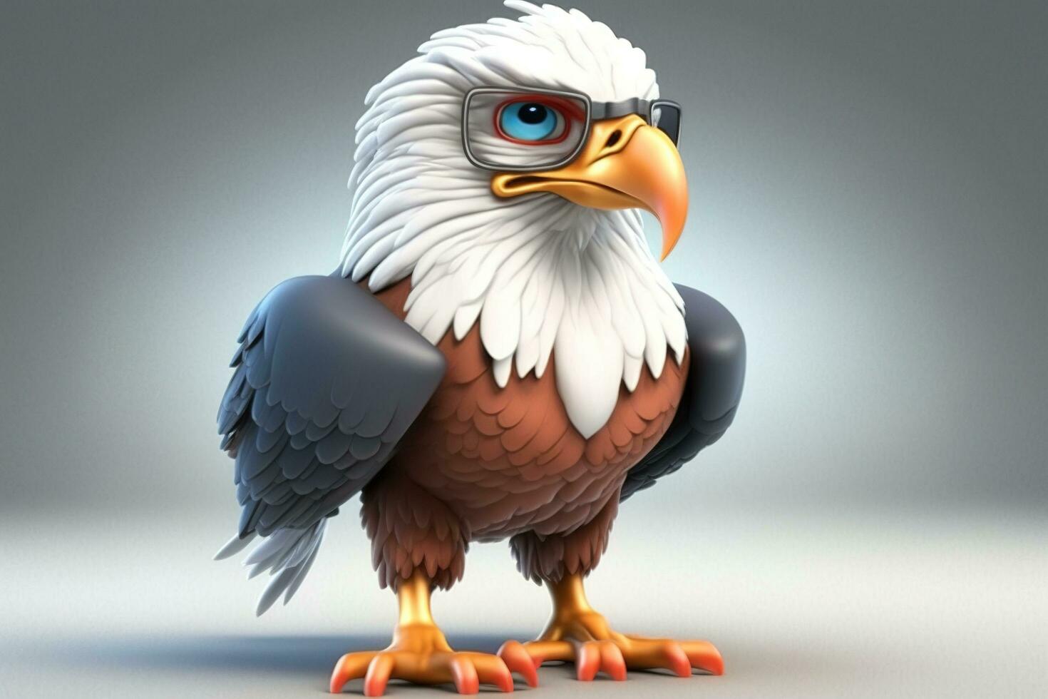 A 3D eagle animal with glasses elements generated by AI photo