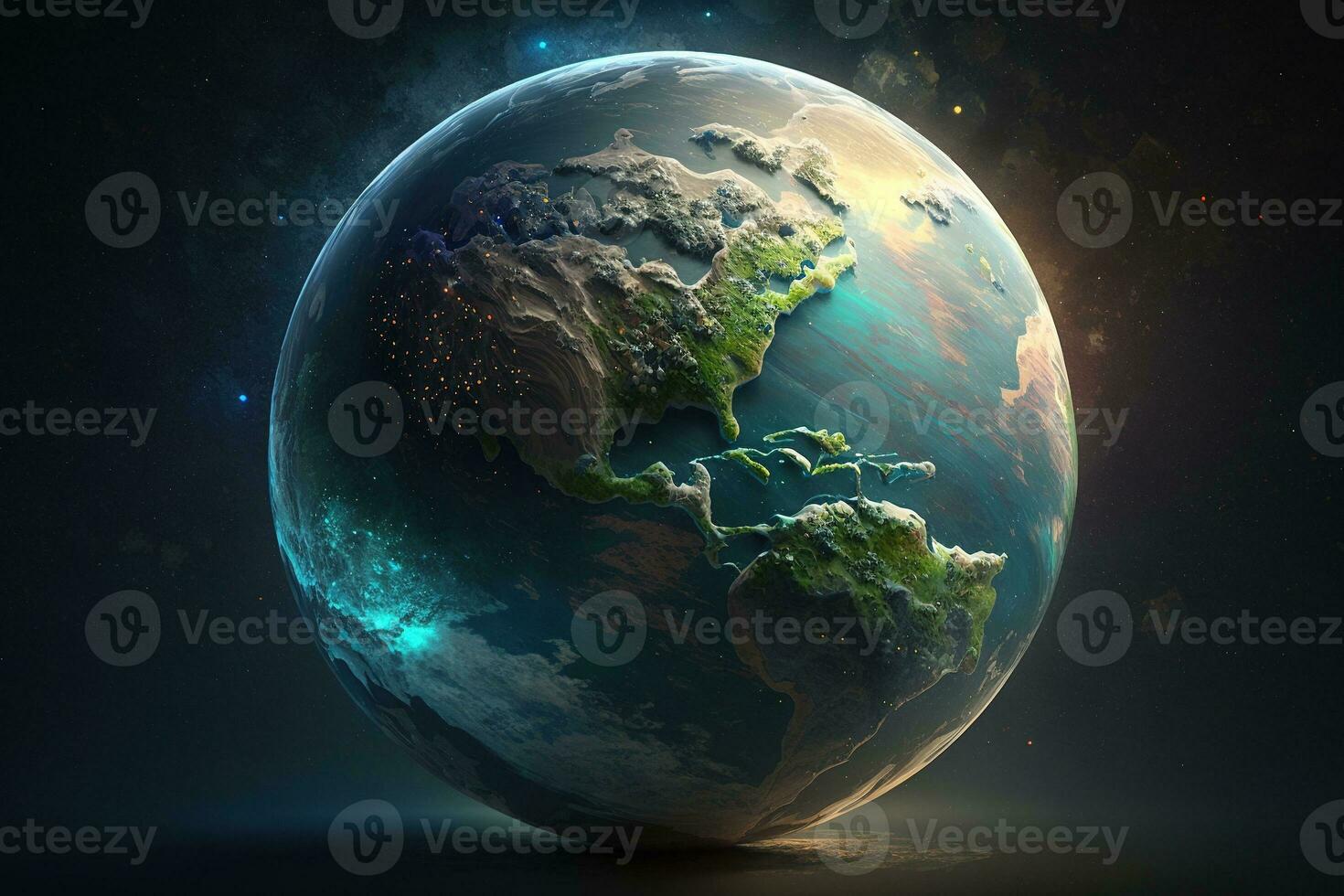 An illustration of the Earth background generated by AI photo