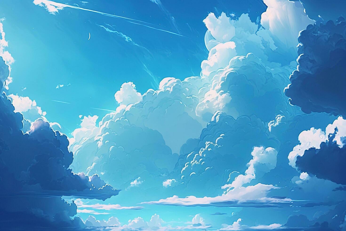 un hermosa ilustración de un azul cielo antecedentes generado por ai foto