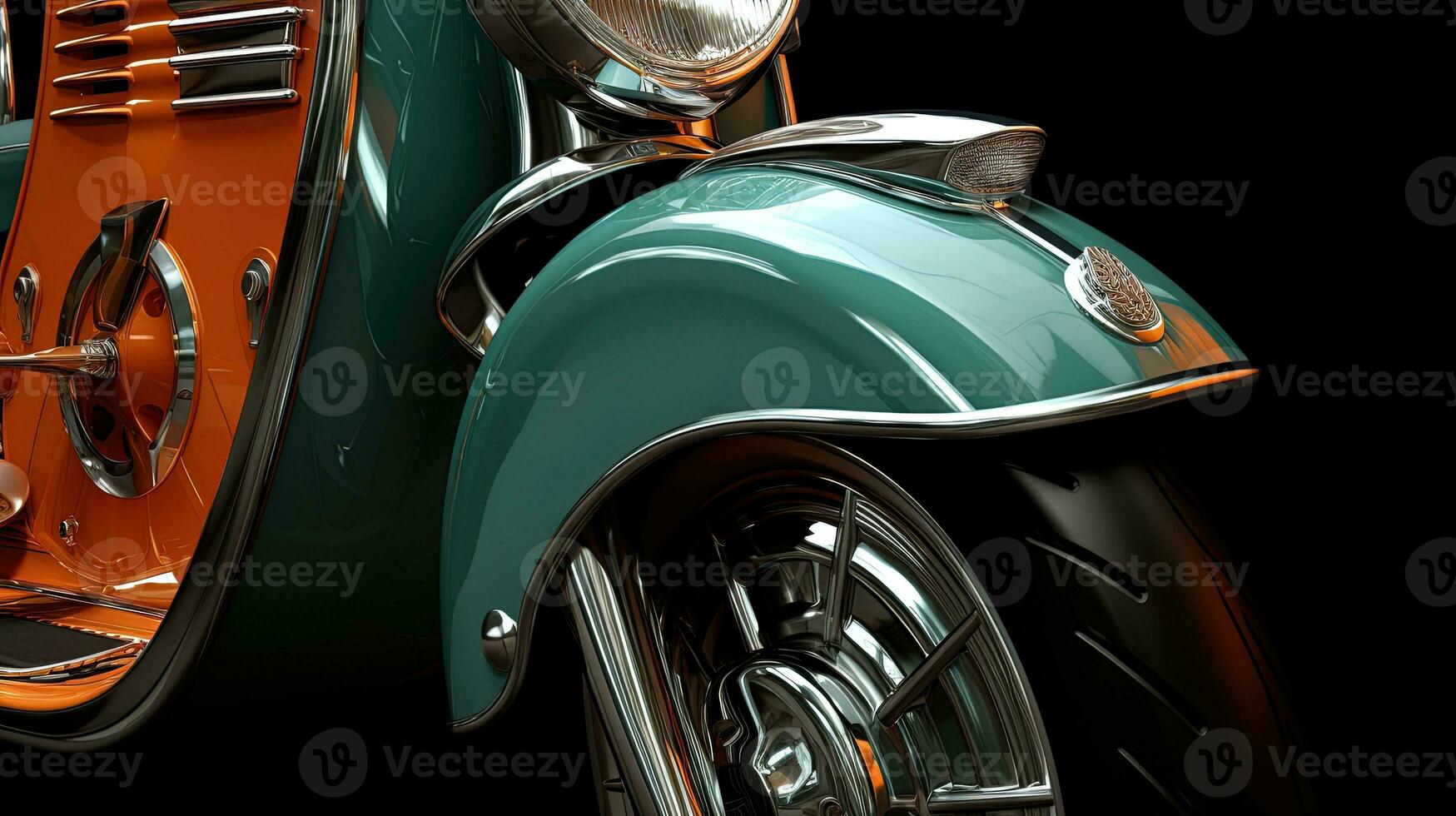 Background of Vespa scooter wheels and rims, generated by AI photo