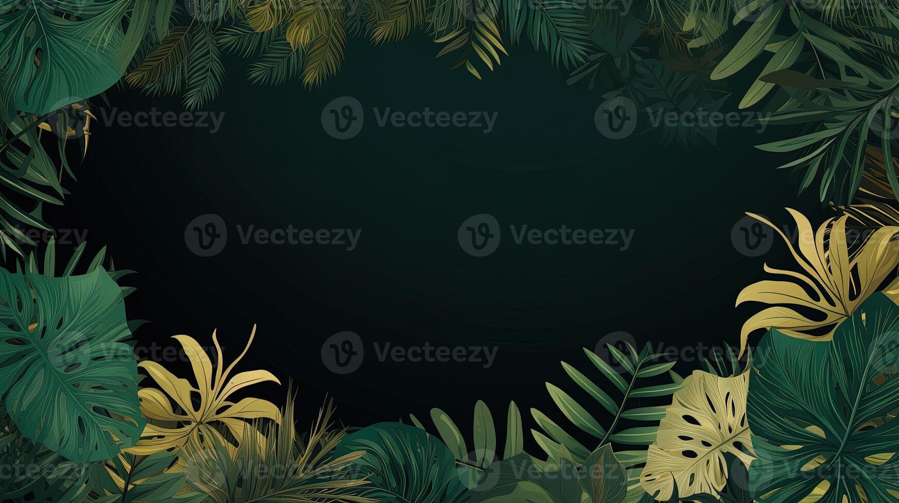 Summer tropical background with leaves and space, generated by AI photo