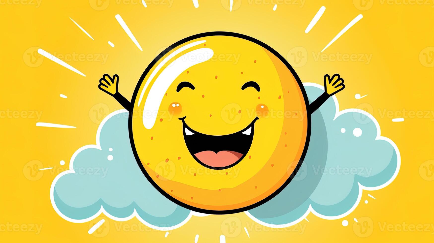 Happy yellow emoji icon, generated by AI photo