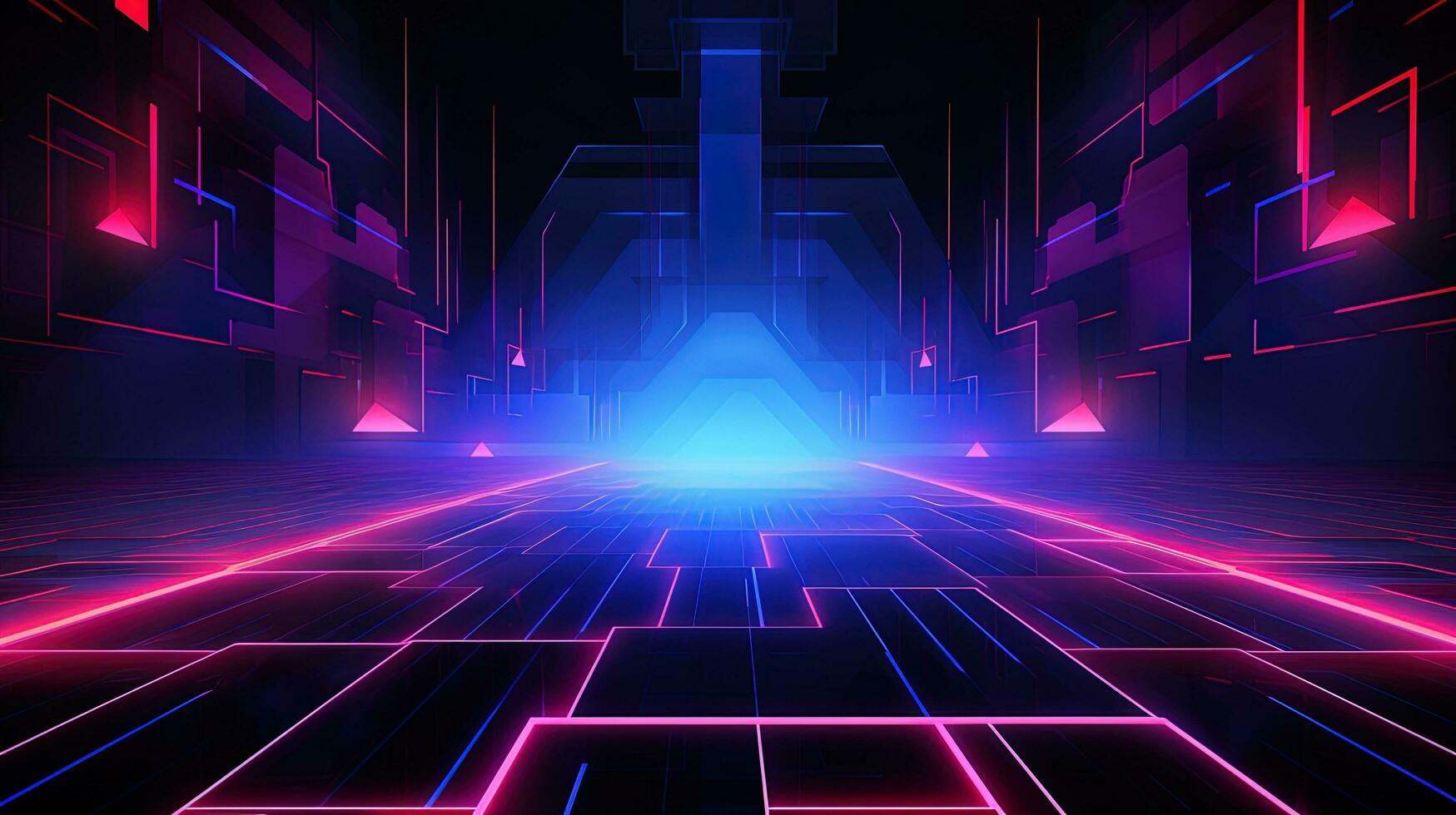 Abstract neon light gaming background, generated by AI photo