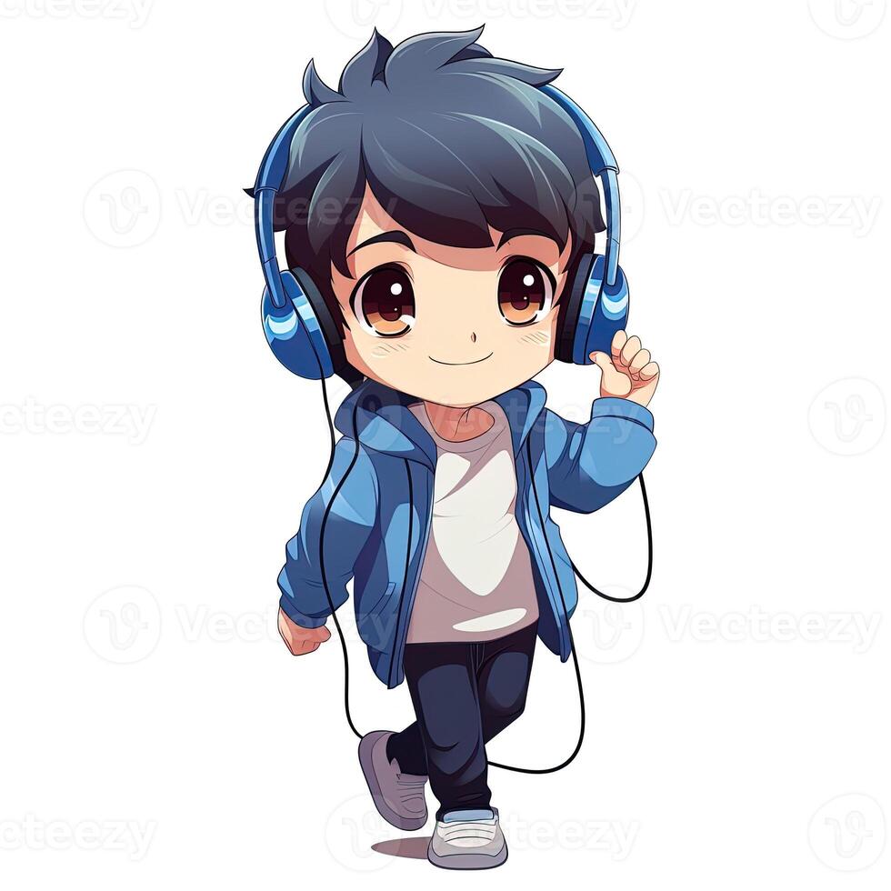 anime boy with headphones