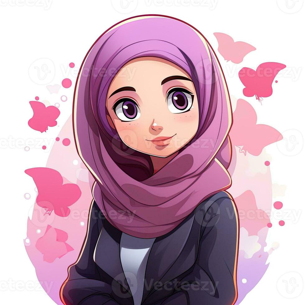Islamic girl with a background of love, generated by AI photo