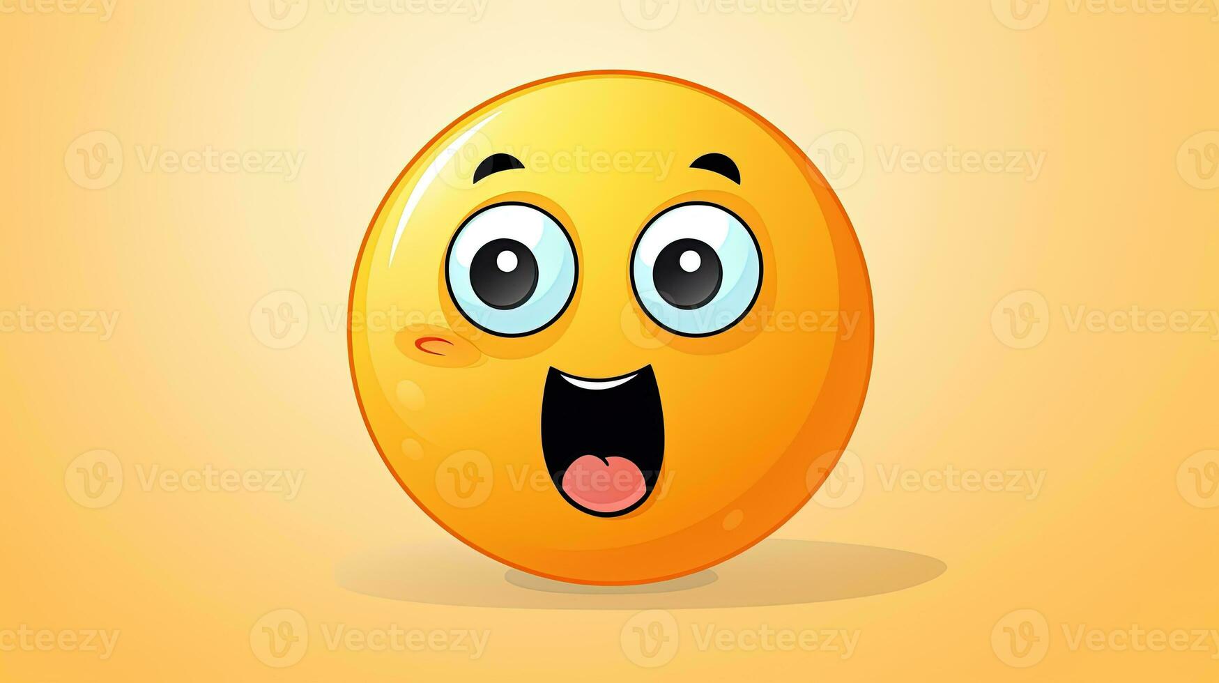 Cute yellow emoji with an open mouth, generated by AI photo