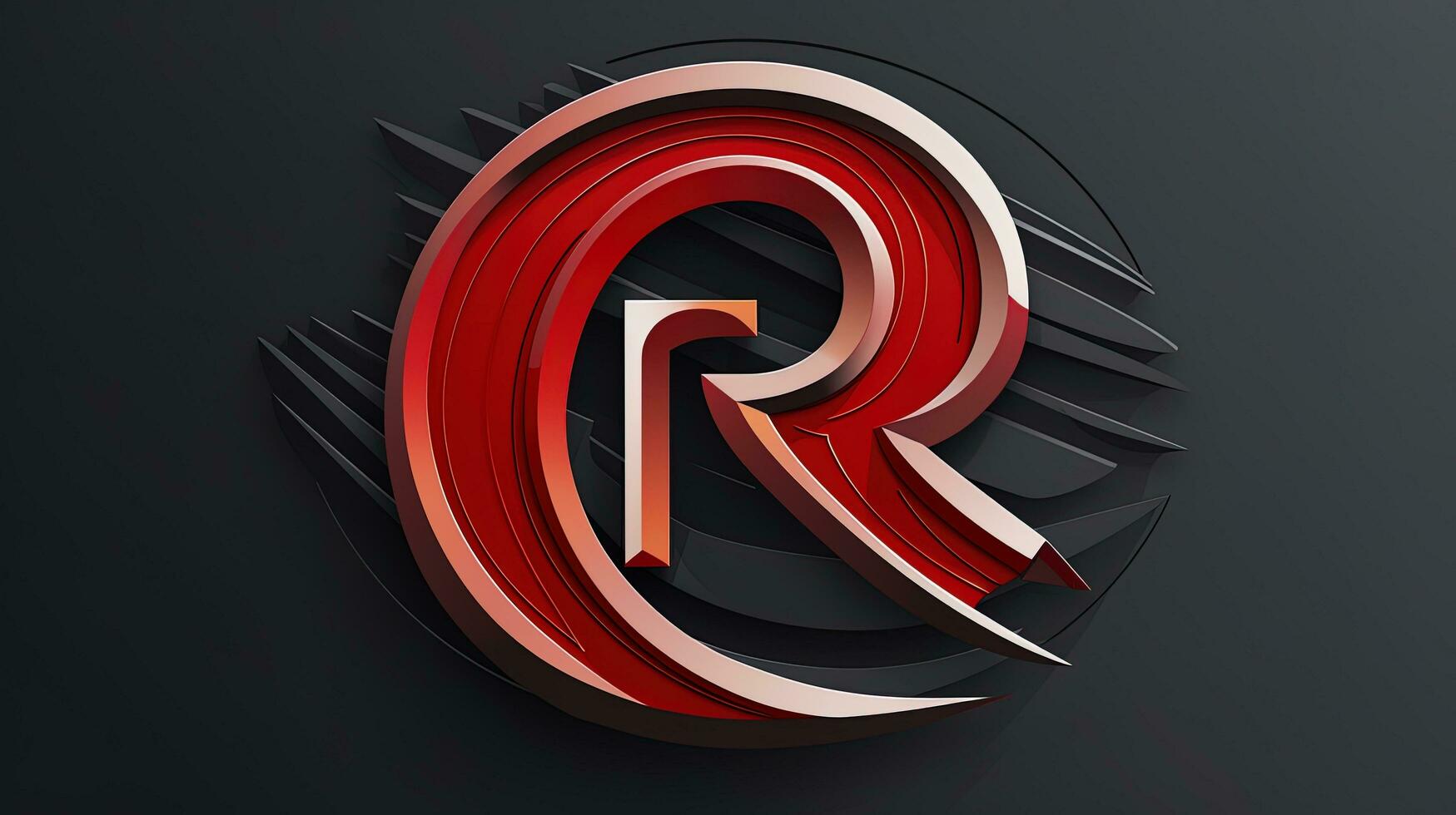 Abstract logo of the letter R, generated by AI photo