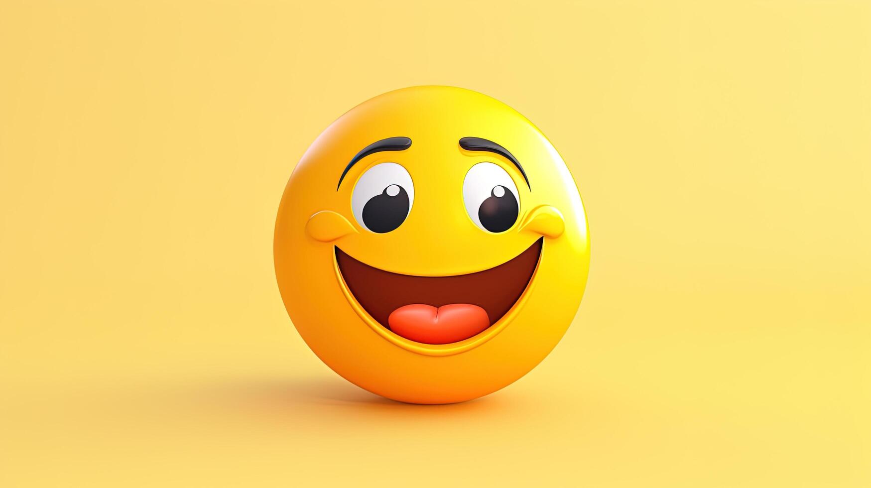 Cute yellow emoji with an open mouth, generated by AI photo