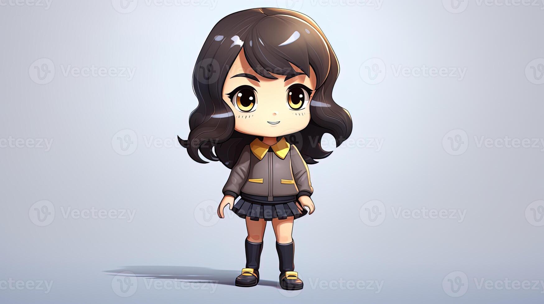 3D anime girl with chubby cheeks, generated by AI photo