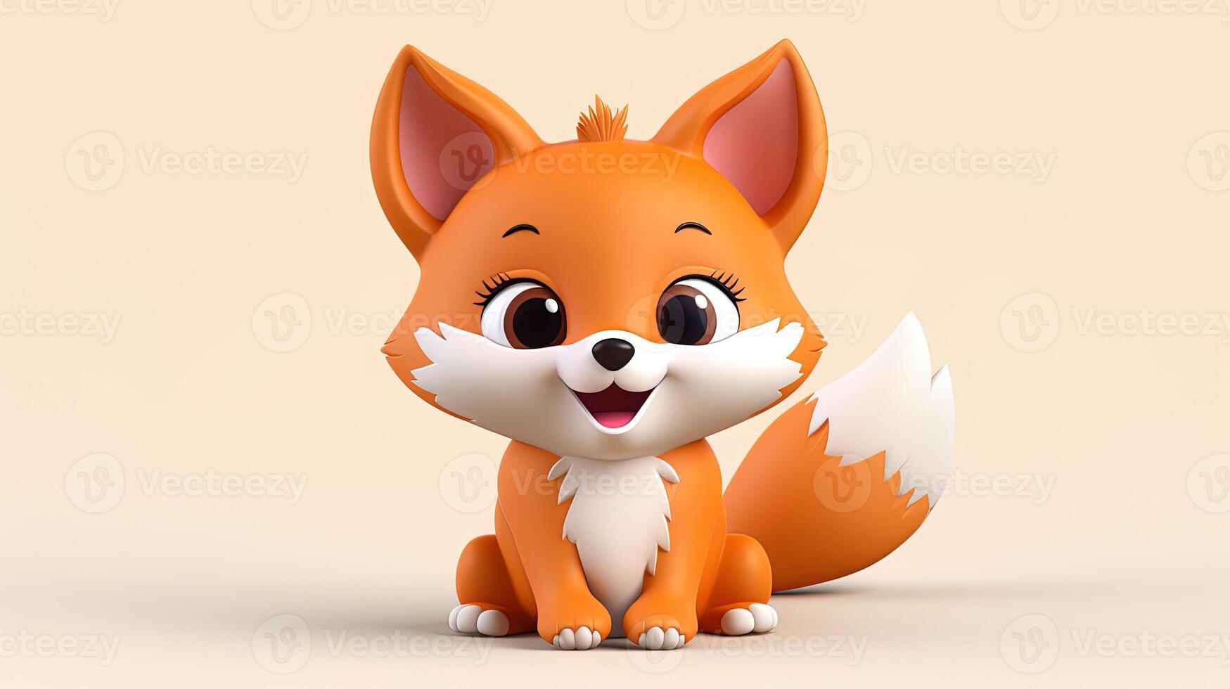 Cartoon illustration icon of a fox, an animal nature icon, generated by AI photo