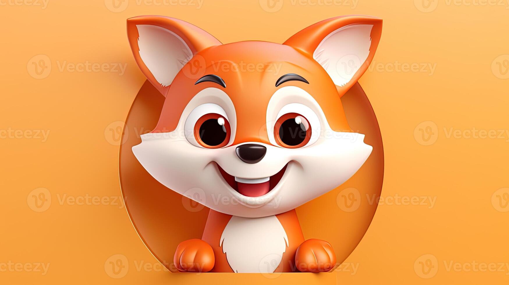 Cartoon illustration icon of a fox, an animal nature icon, generated by AI photo