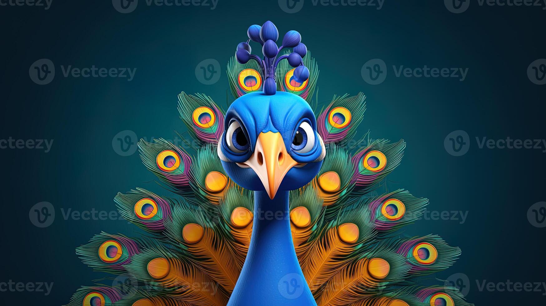 Beautiful blue peacock background, generated by AI photo