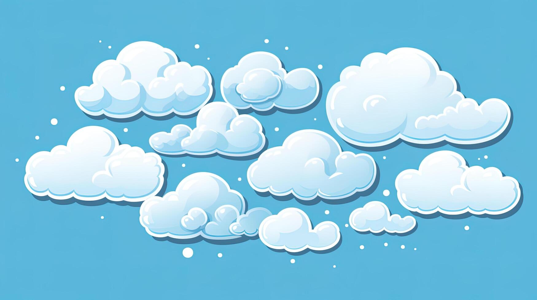 Collection of cartoon clouds, cloud sticker clipart, generated by AI photo