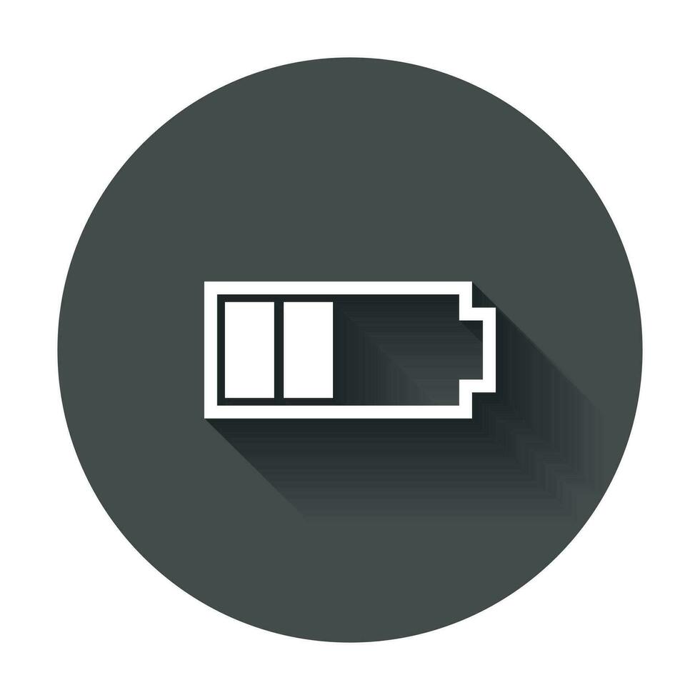Battery charge level indicator. Vector illustration with long shadow.