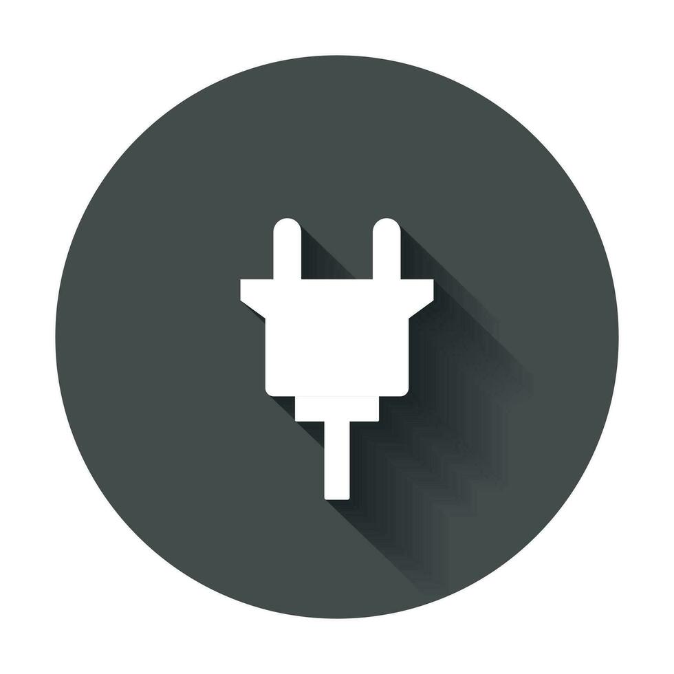 Electric plug icon. Power plug flat vector illustration with long shadow.