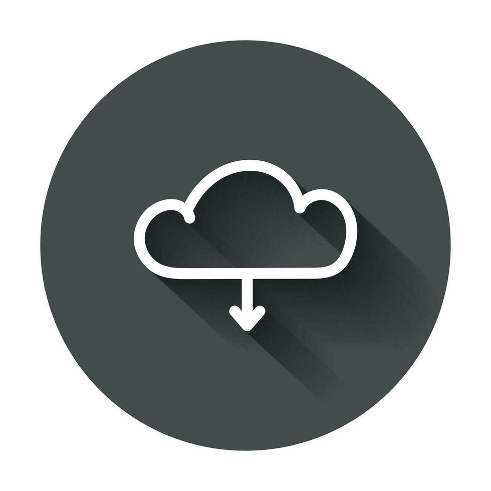 Cloud line icon. Internet download symbol. Flat vector illustration with long shadow.